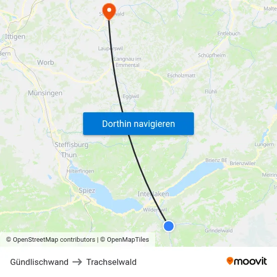 Gündlischwand to Trachselwald map