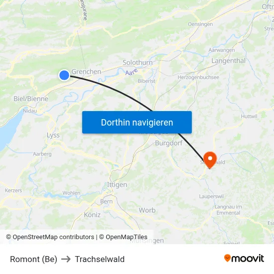Romont (Be) to Trachselwald map