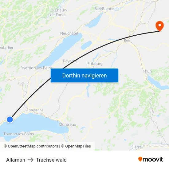 Allaman to Trachselwald map