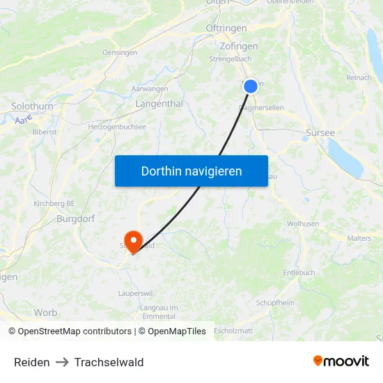 Reiden to Trachselwald map