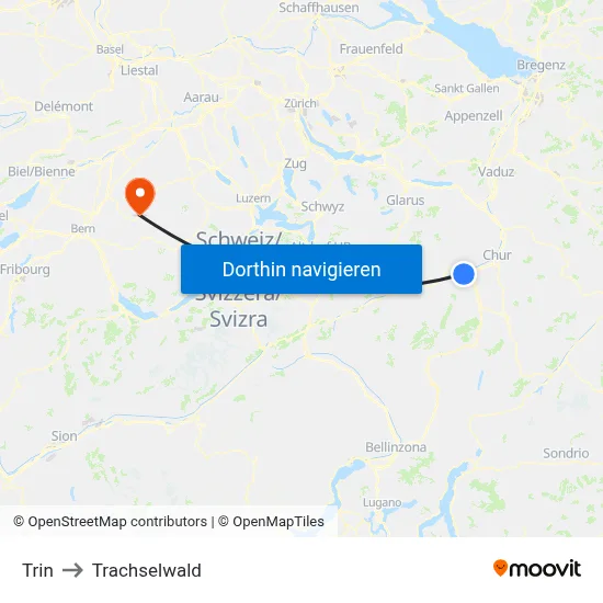 Trin to Trachselwald map