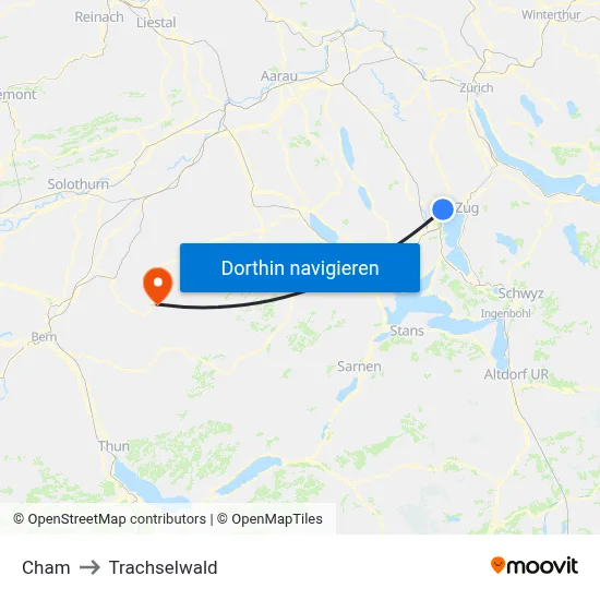 Cham to Trachselwald map