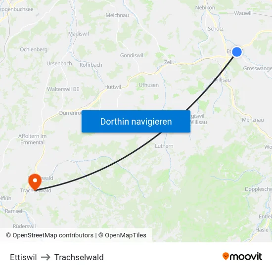 Ettiswil to Trachselwald map