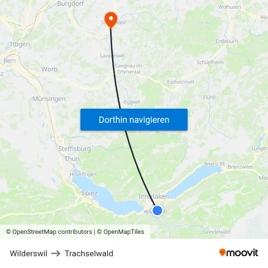 Wilderswil to Trachselwald map