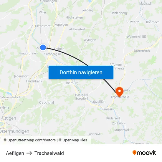 Aefligen to Trachselwald map