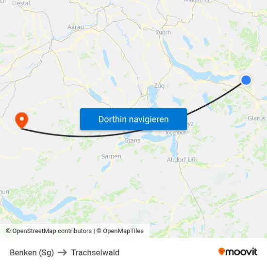 Benken (Sg) to Trachselwald map