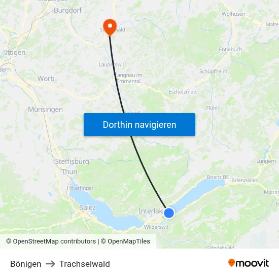 Bönigen to Trachselwald map