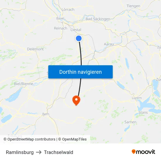 Ramlinsburg to Trachselwald map