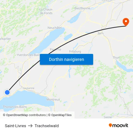 Saint-Livres to Trachselwald map
