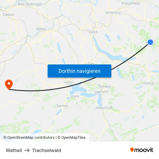 Wattwil to Trachselwald map