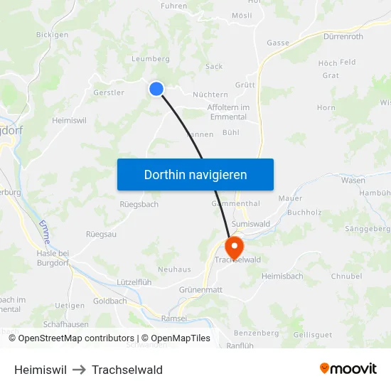 Heimiswil to Trachselwald map