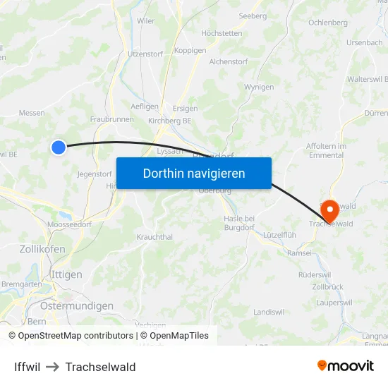 Iffwil to Trachselwald map
