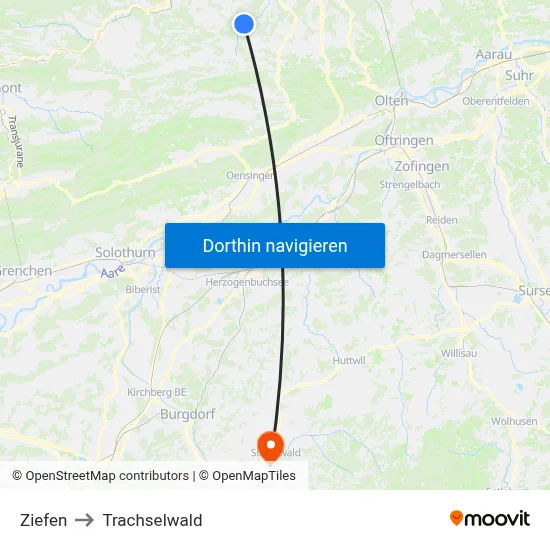 Ziefen to Trachselwald map