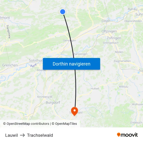 Lauwil to Trachselwald map