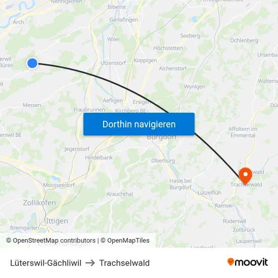 Lüterswil-Gächliwil to Trachselwald map