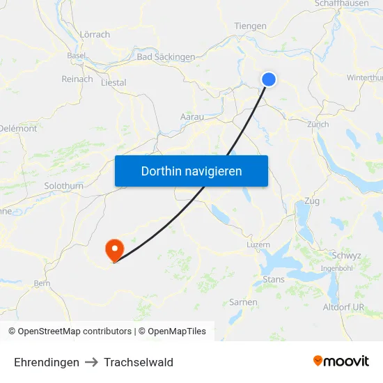 Ehrendingen to Trachselwald map
