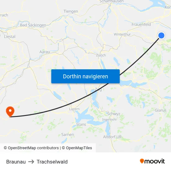 Braunau to Trachselwald map