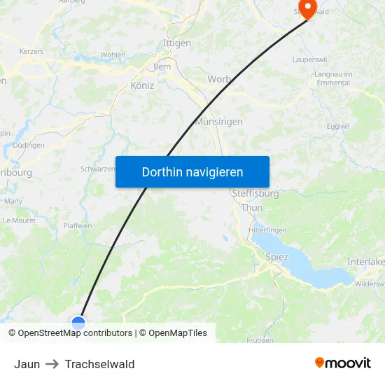 Jaun to Trachselwald map