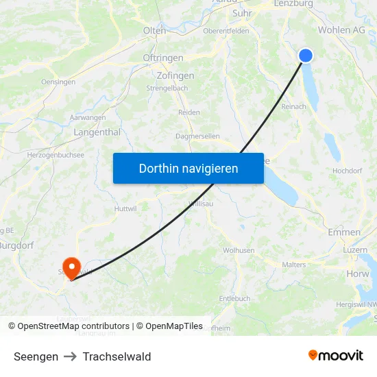 Seengen to Trachselwald map