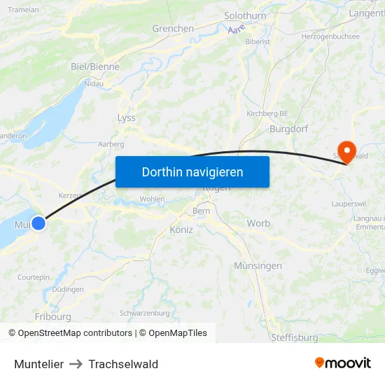 Muntelier to Trachselwald map