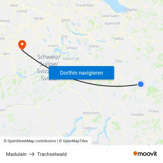 Madulain to Trachselwald map