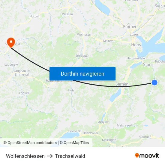 Wolfenschiessen to Trachselwald map