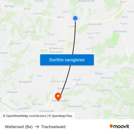Walterswil (Be) to Trachselwald map