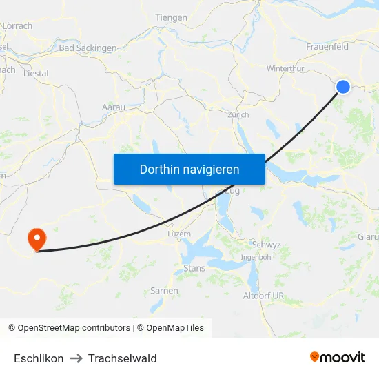 Eschlikon to Trachselwald map