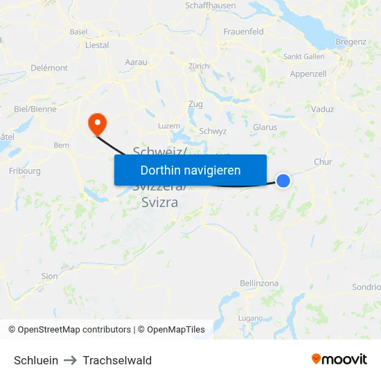 Schluein to Trachselwald map