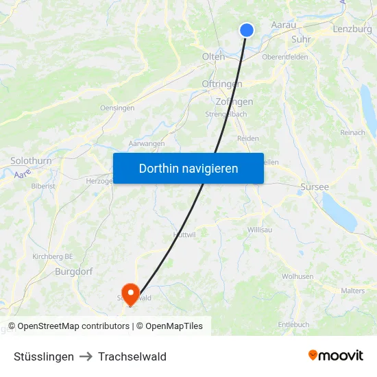 Stüsslingen to Trachselwald map