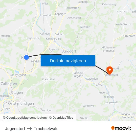 Jegenstorf to Trachselwald map