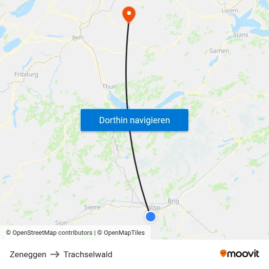 Zeneggen to Trachselwald map