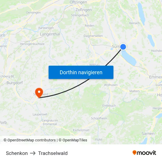Schenkon to Trachselwald map