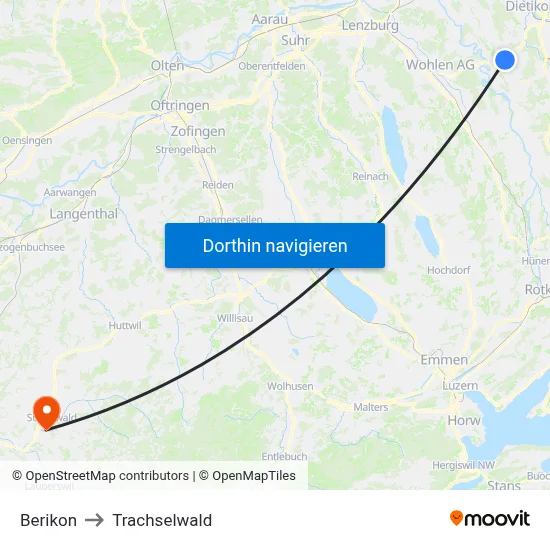 Berikon to Trachselwald map
