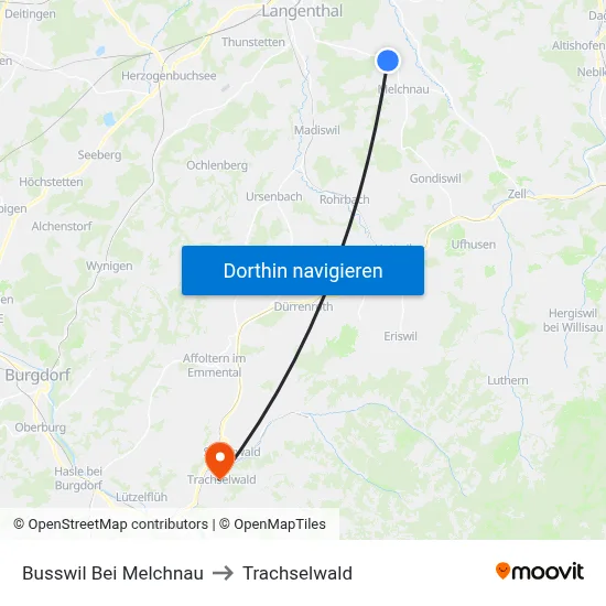 Busswil Bei Melchnau to Trachselwald map