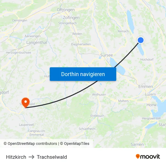 Hitzkirch to Trachselwald map