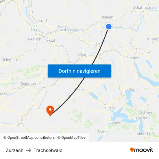 Zurzach to Trachselwald map