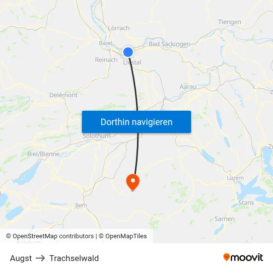 Augst to Trachselwald map