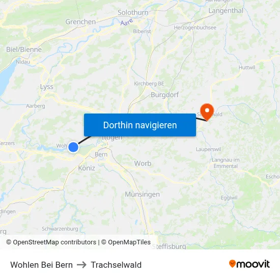 Wohlen Bei Bern to Trachselwald map