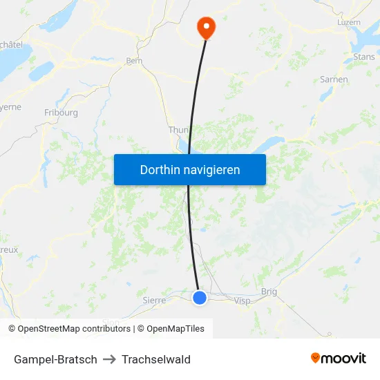 Gampel-Bratsch to Trachselwald map