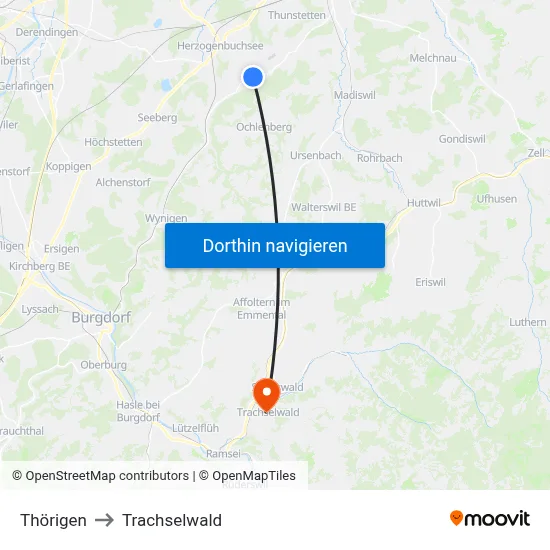 Thörigen to Trachselwald map