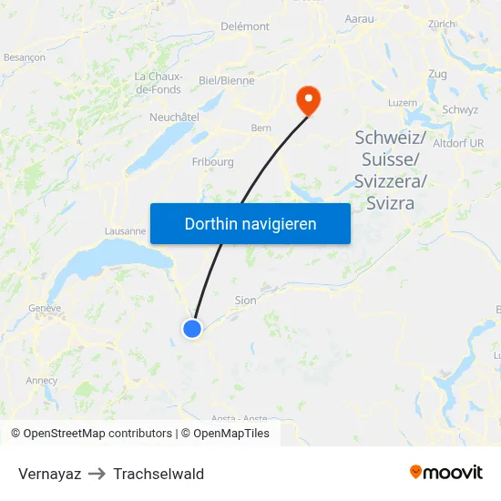 Vernayaz to Trachselwald map