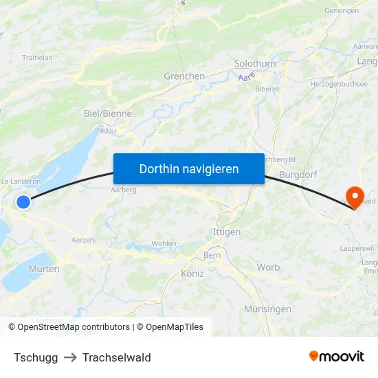 Tschugg to Trachselwald map