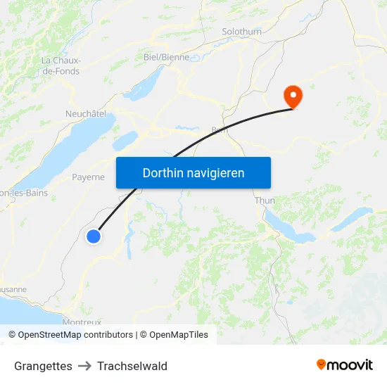 Grangettes to Trachselwald map