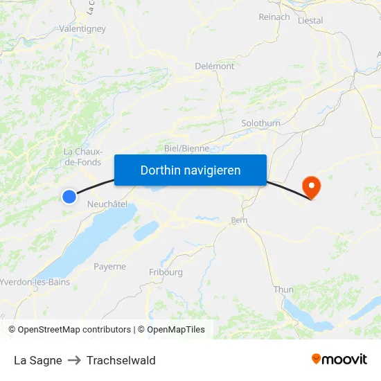 La Sagne to Trachselwald map