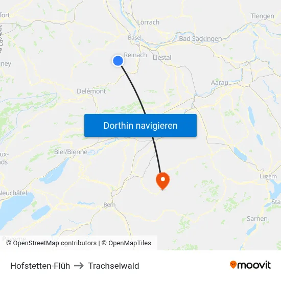 Hofstetten-Flüh to Trachselwald map