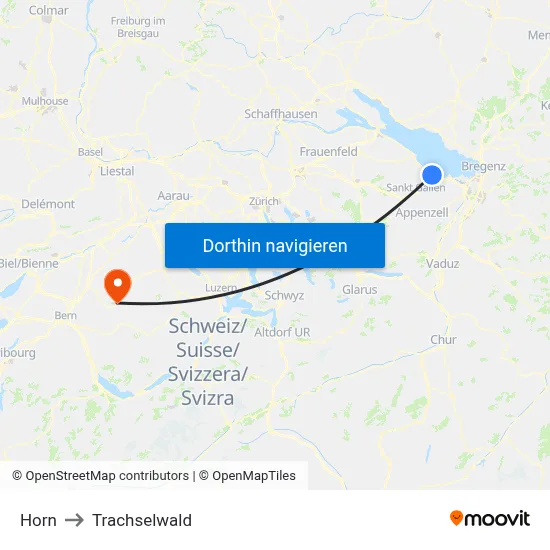Horn to Trachselwald map