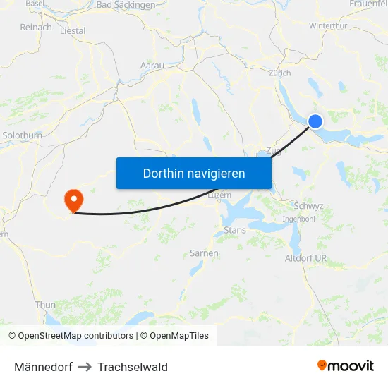 Männedorf to Trachselwald map