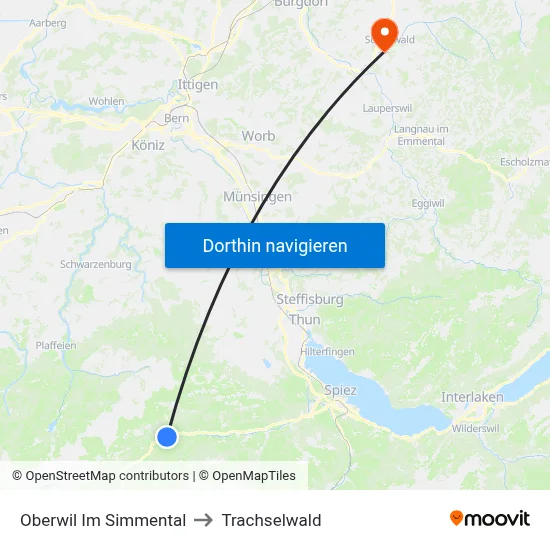 Oberwil Im Simmental to Trachselwald map