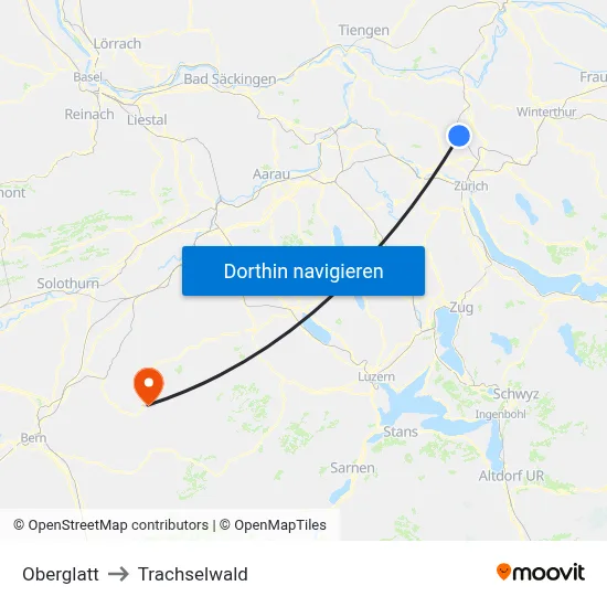 Oberglatt to Trachselwald map